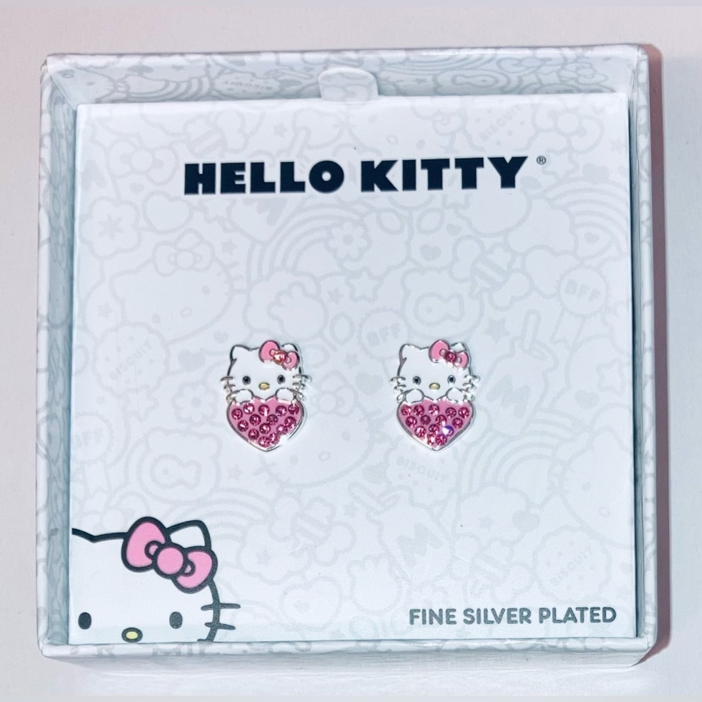 Hello Kitty Pink Bling Heart Earrings - NEW!
